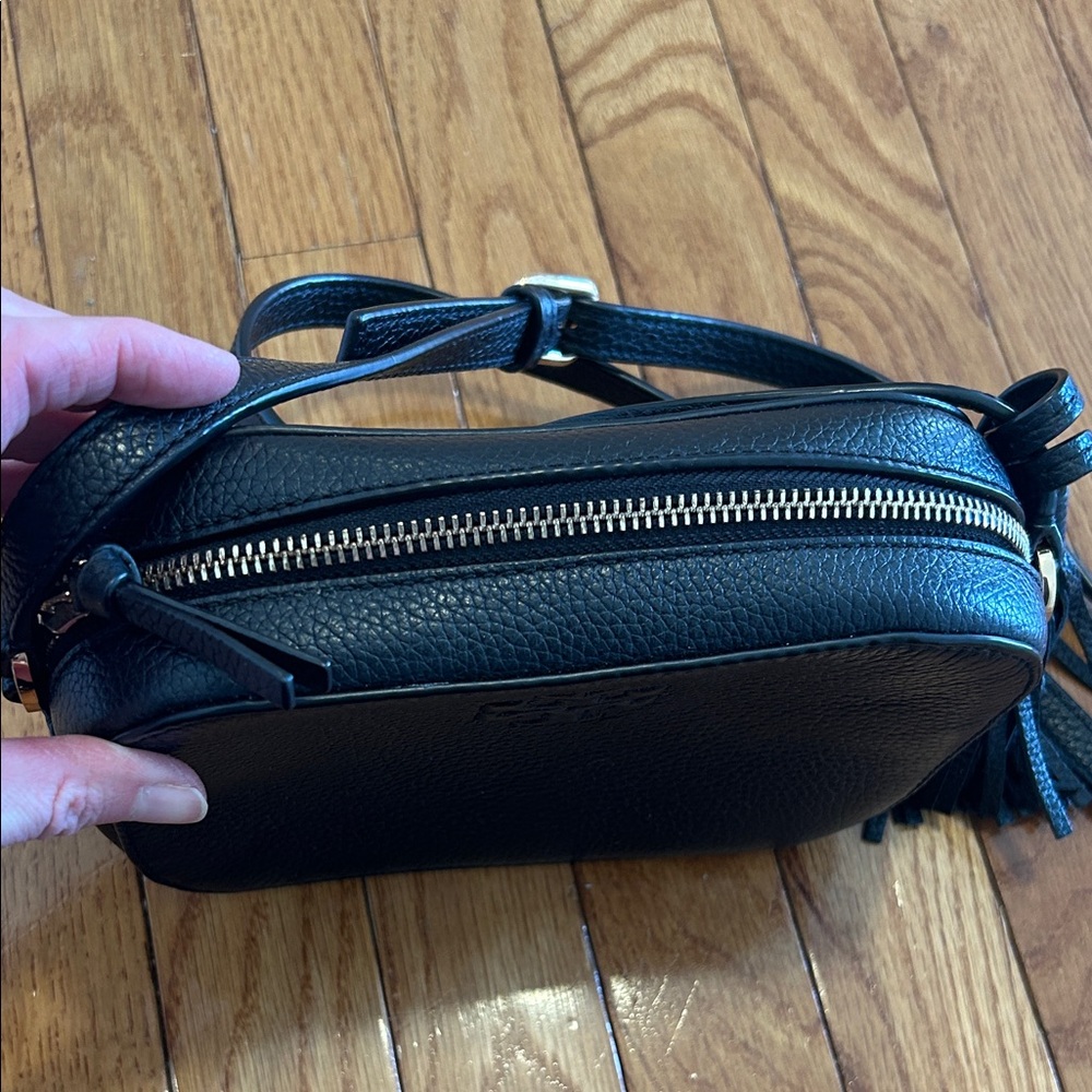 Tory Burch Black Pebbled Leather Crossbody with Tassel - Picture 3 of 12